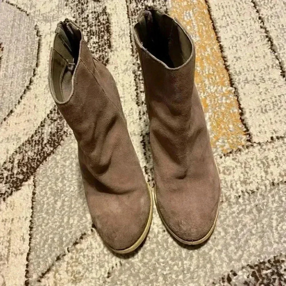 Boho Cow Suede Tan Taupe Booties - Picture 2 of 10